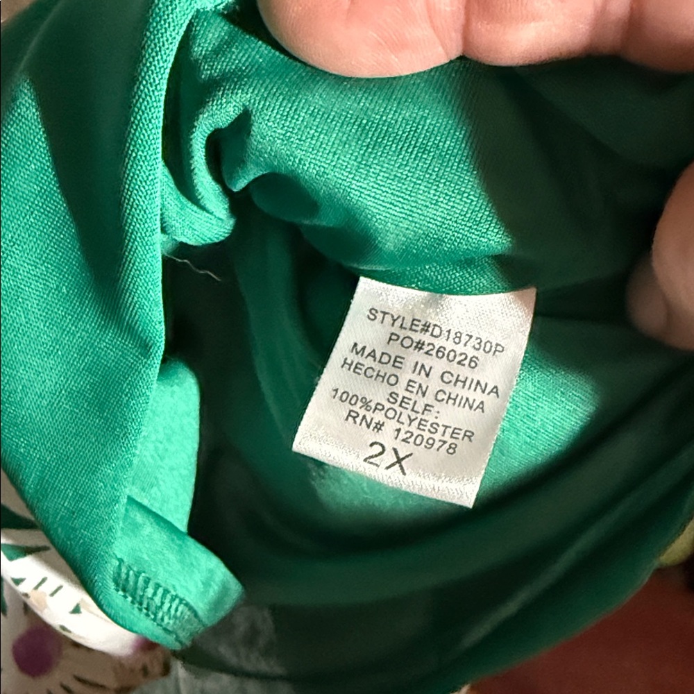 entro White Daisy Print Swing Dress with Pink & Green - Picture 5 of 6